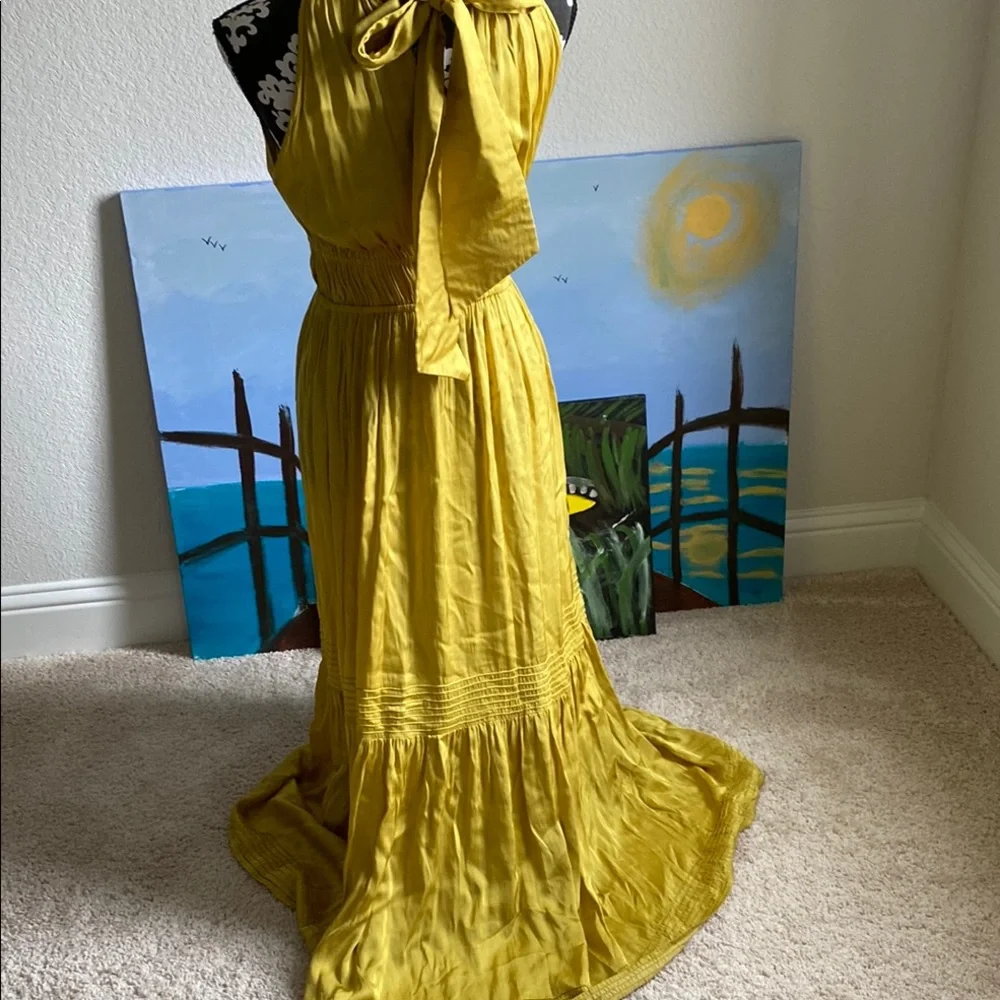 Cleobella Yellow Halter Maxi Dress with Ruffled Tiers - Picture 3 of 7